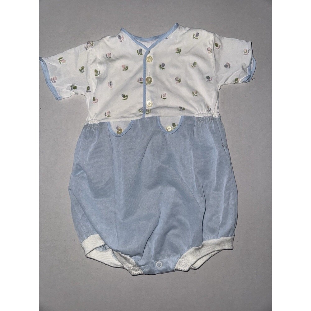 Vintage Romper With Jacket Floral Blue White Size 12-18 Months